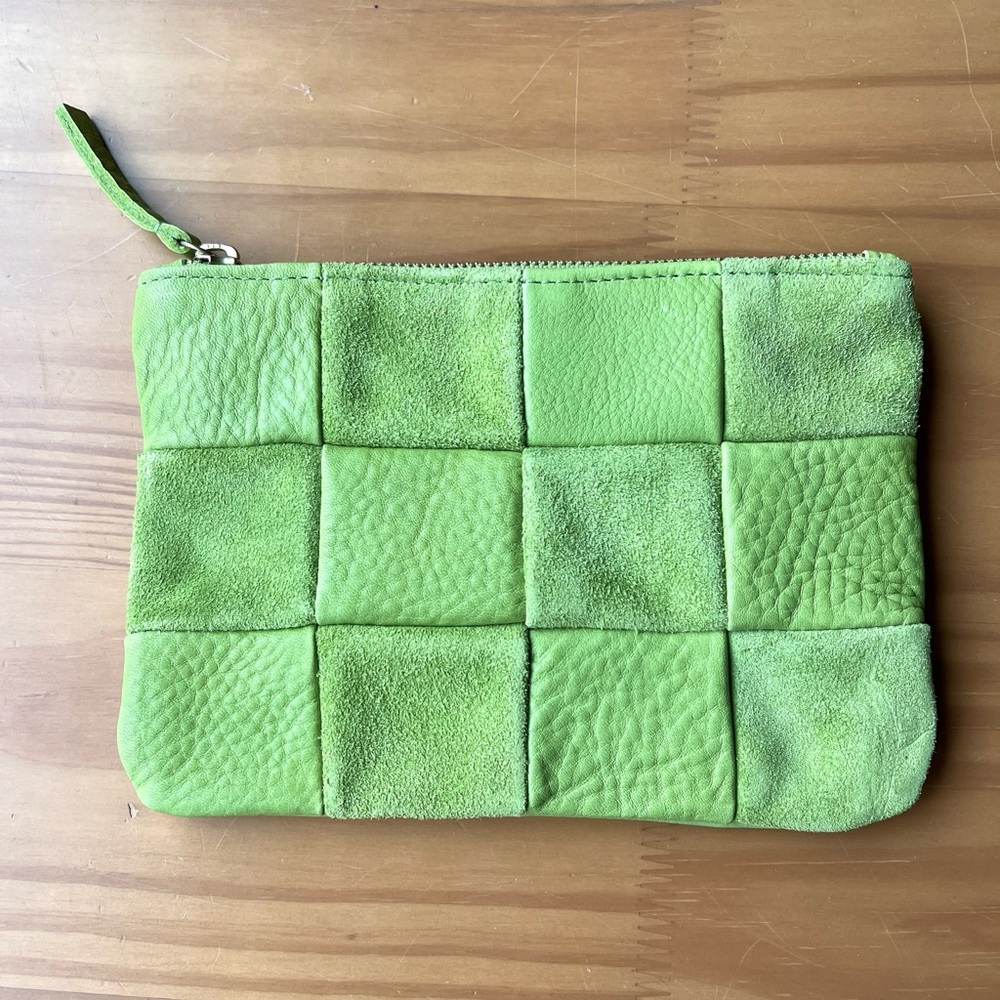 Primecut Lime Checkered Leather Pouch